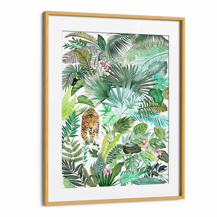 JUNGLE LEOPARD III , FLORAL FLOWER PAINTINGS