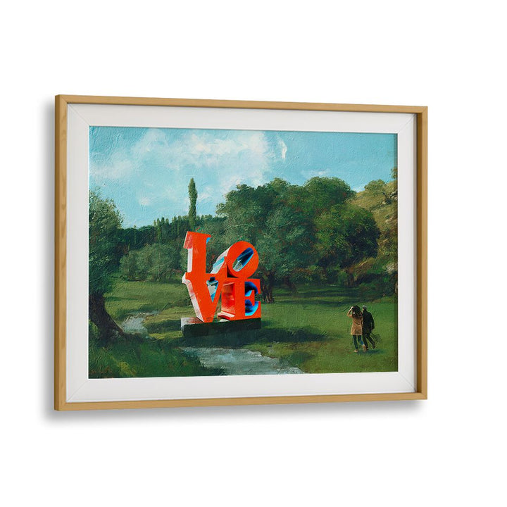 Captivating landscape featuring “LOVE” sculpture, showcasing THE LOVE FOUND , ALTERED ART PRINTS collection beautifully.