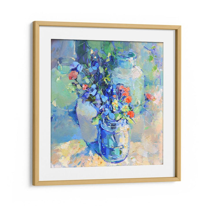 Vibrant WILD FLOWERS in a jar, showcasing FLORAL FLOWER PAINTINGS for nature lovers’ home decor. Perfect for any space!
