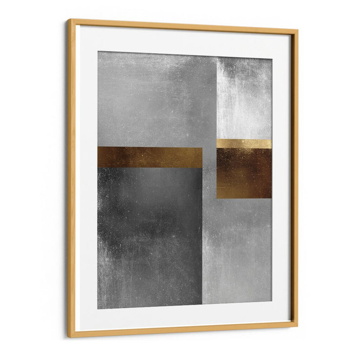 Framed GOLD AND SILVER VI, GEOMETRIC ART PRINTS featuring elegant metallic textures for stylish decor. Perfect for art lovers.