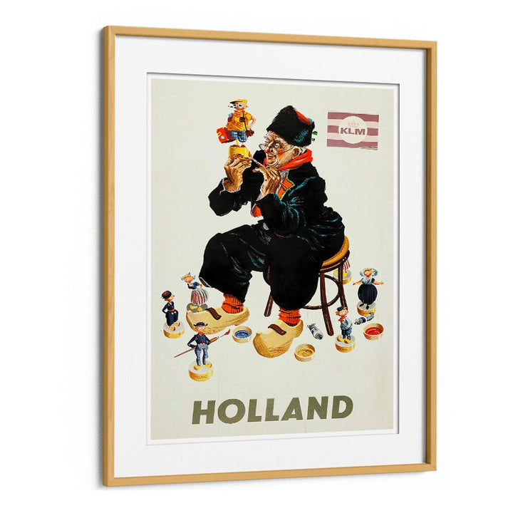 HOLLAND II, VINTAGE TRAVEL POSTERS showcase a whimsical character with Dutch motifs, perfect for nostalgic decor.