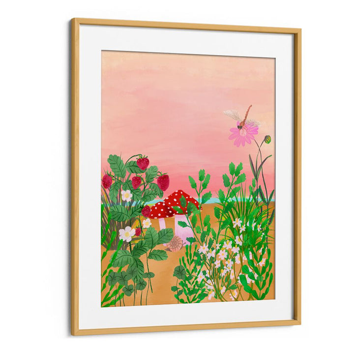 Vibrant WILD STRAWBERRY TRAIL, FLORAL FLOWER PAINTINGS showcasing nature's charm in a beautiful summer scene.