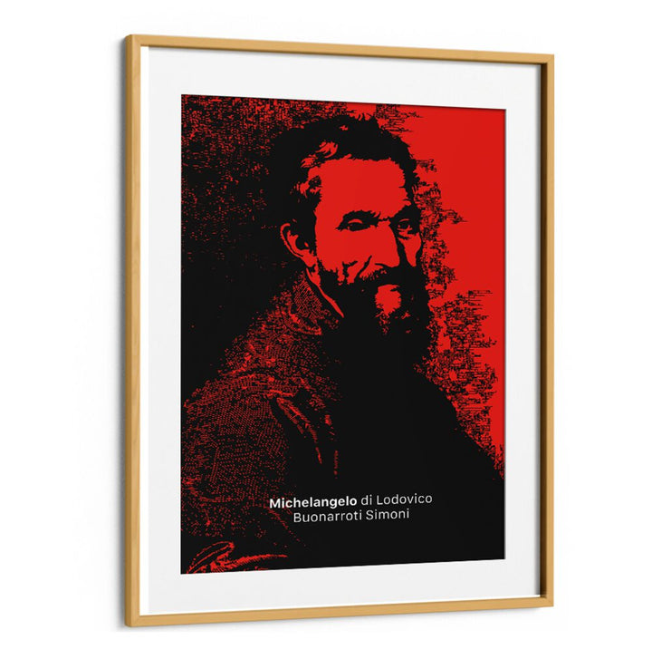 Stylish MICHELANGELO, PORTRAITS artwork featuring a striking red background, perfect for enhancing any space.