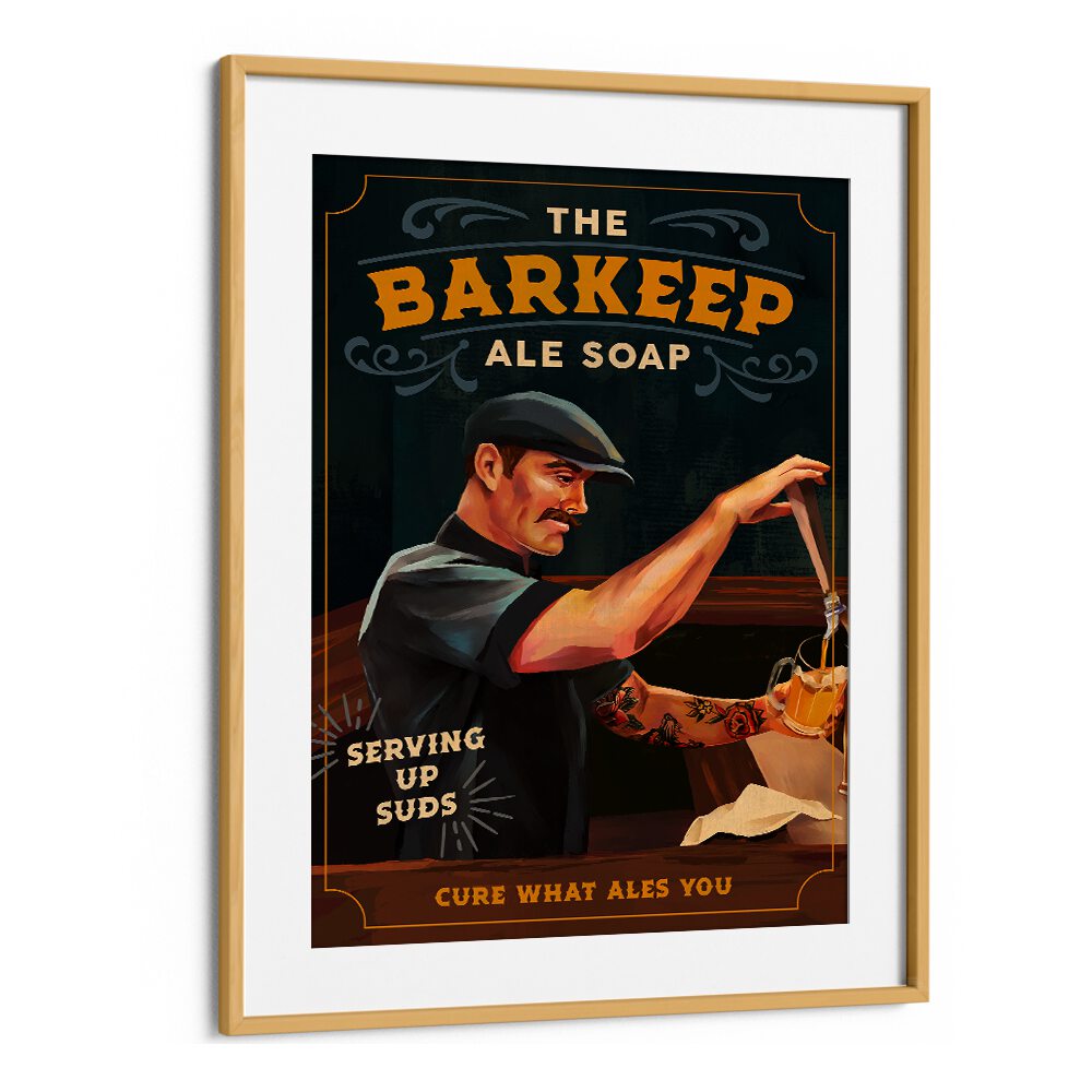 Stylish BARKEEP SOAP poster showcasing a bartender, perfect for elevating your BAR decor and creativity.