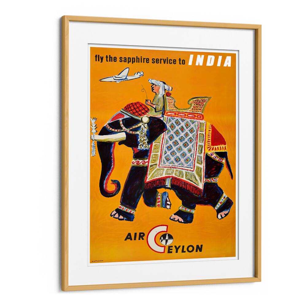Vintage AIR CEYLON travel poster featuring an elephant, perfect for travel enthusiasts and nostalgic decor lovers.