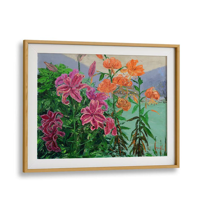Vibrant PINK AND ORANGE LILIES, FLORAL FLOWER PAINTINGS bring a lively touch to any space, perfect for art lovers.