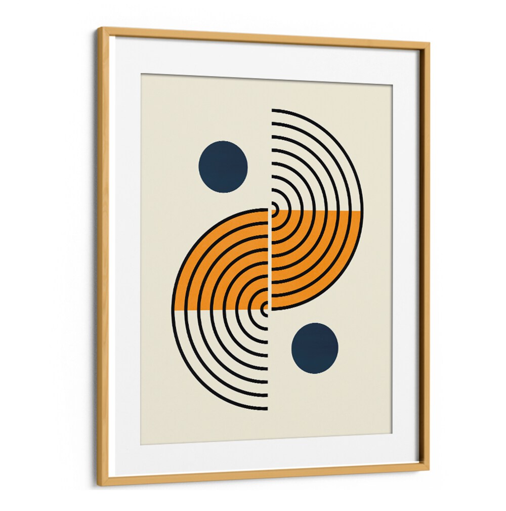 Framed LINES AND CIRCLES VI, BOHO ART PAINTINGS feature bold shapes and colors, perfect for modern decor.