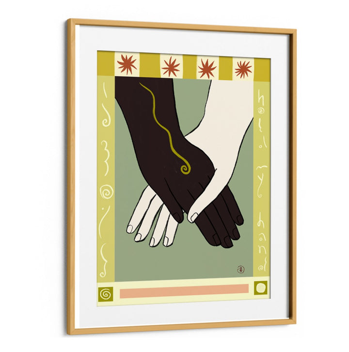 Colorful art print featuring intertwined hands, perfect for any space—HOLDING HANDS II, VIBRANT & ELECTRIC at Oakwood.