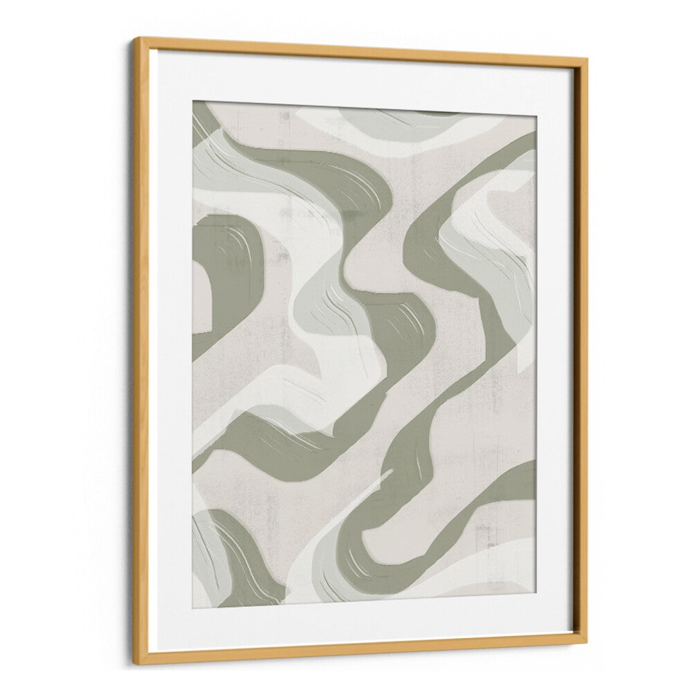 Captivating GREEN WAVES NO.3, BOHO ART PAINTINGS, features serene green hues in an abstract design for tranquil decor.