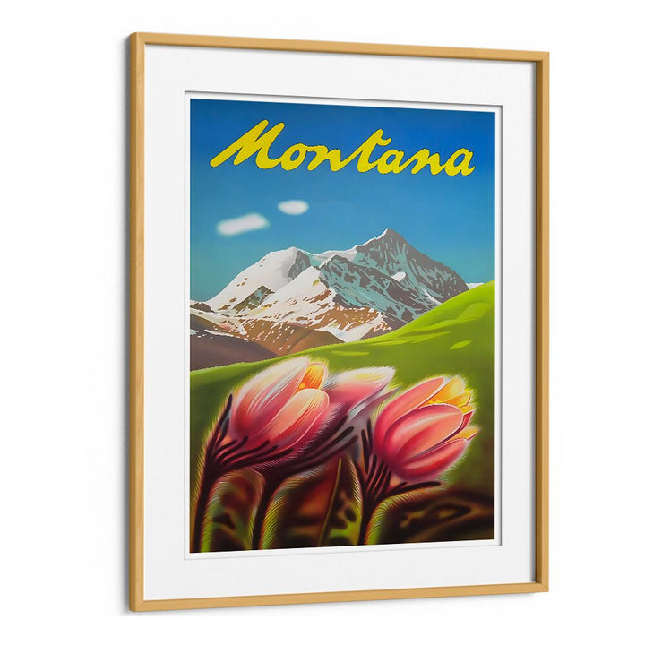 Stunning MONTANA, VINTAGE TRAVEL POSTERS featuring vibrant flowers and majestic mountains, perfect for your decor.