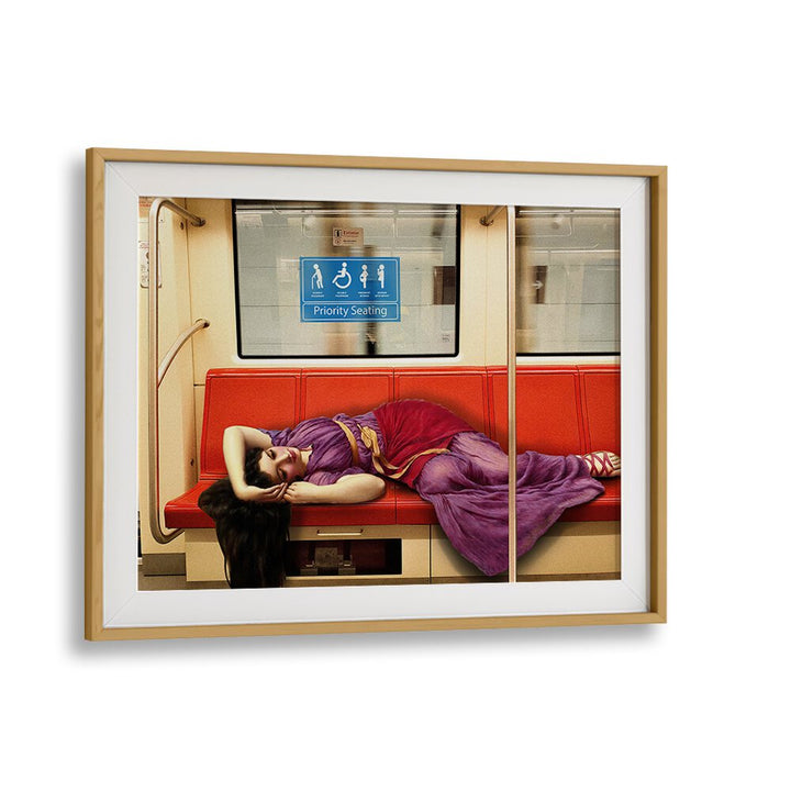 Priority Seating, altered art prints by Dikhotomy, showcase creativity with a striking subway scene and vibrant colors.