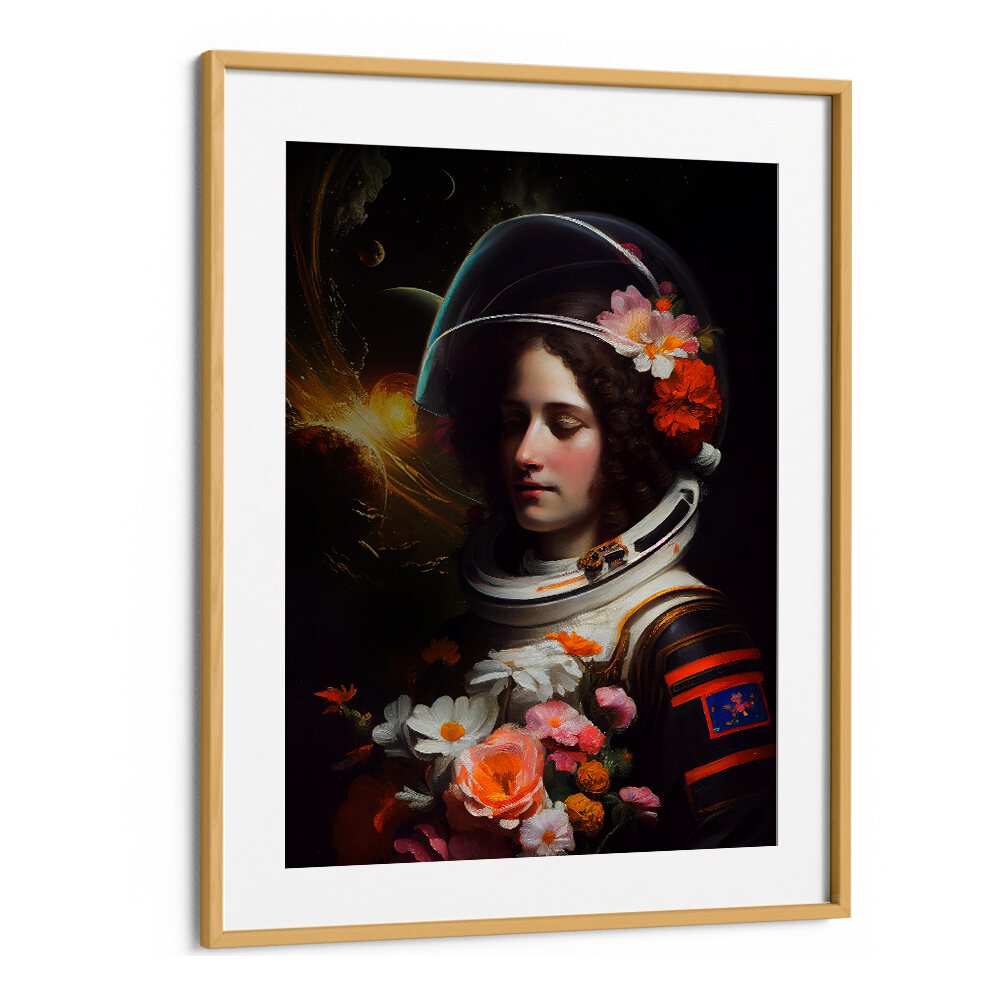 Dikhotomy's ASTRONAUT BEAUTY, ALTERED ART PRINTS blend cosmic grandeur with contemporary floral artistry.