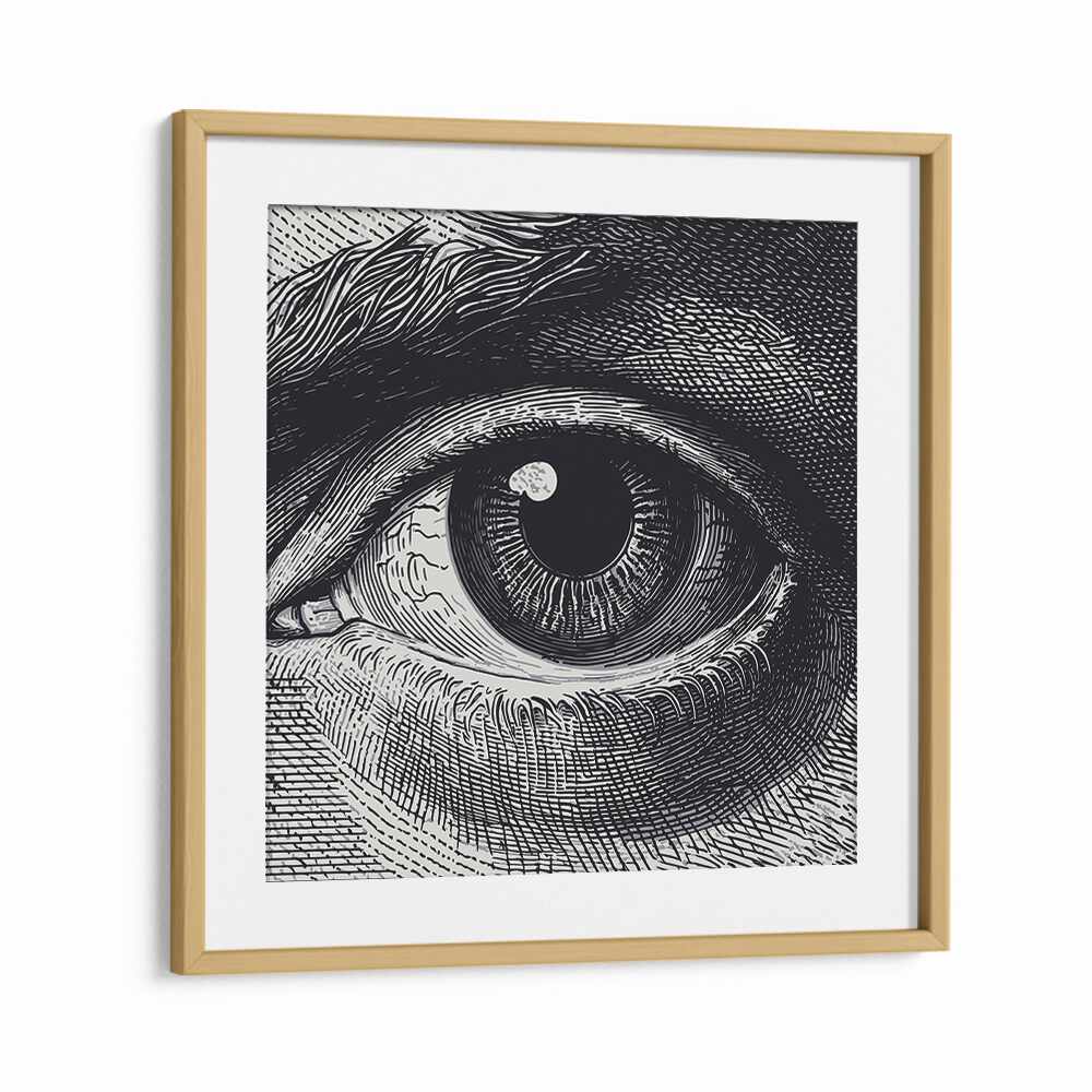 Framed BENJI, SURREAL ART PRINTS showcasing intricate eye detail, perfect for enhancing your decor.