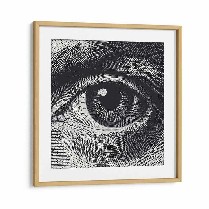 Framed BENJI, SURREAL ART PRINTS showcasing intricate eye detail, perfect for enhancing your decor.