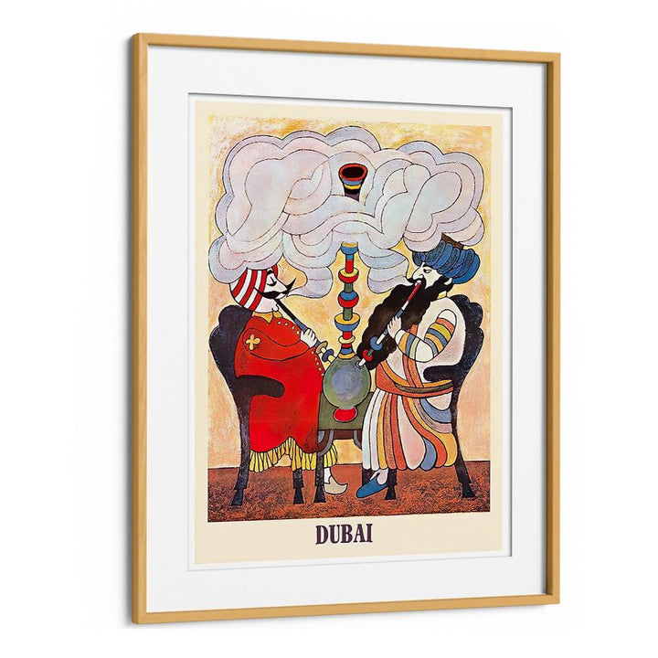 Colorful DUBAI I, VINTAGE TRAVEL POSTERS featuring two musicians and a hookah, adding elegance to any space.