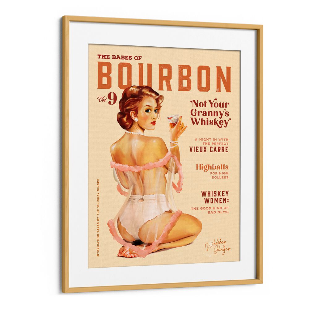 Vintage pinup art featuring WHISKEY BABES, BAR decor perfect for any spirited nightlife setting.
