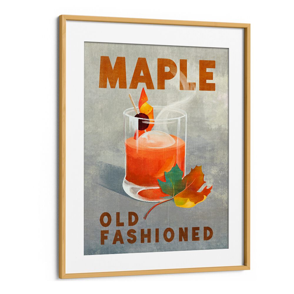 Stylish Maple Old Fashioned bar art print, perfect for enhancing your cocktail space. Ideal for bar enthusiasts.
