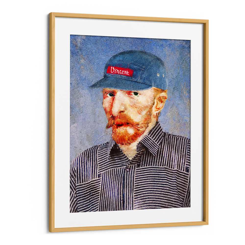 Stylish HIPSTER VINCENT, ALTERED ART PRINTS by Dikhotomy, merging classic art with modern flair for enthusiasts.