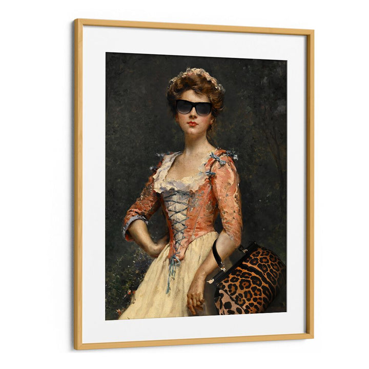 Vintage Chic Girl, Altered Art Prints by Dikhotomy features a stylish woman in a vintage dress and sunglasses.
