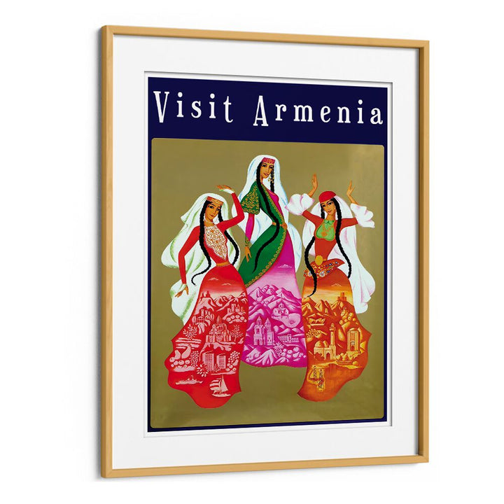 Vibrant ARMENIA, VINTAGE TRAVEL POSTERS showcasing traditional attire and cultural landmarks, perfect for home decor.