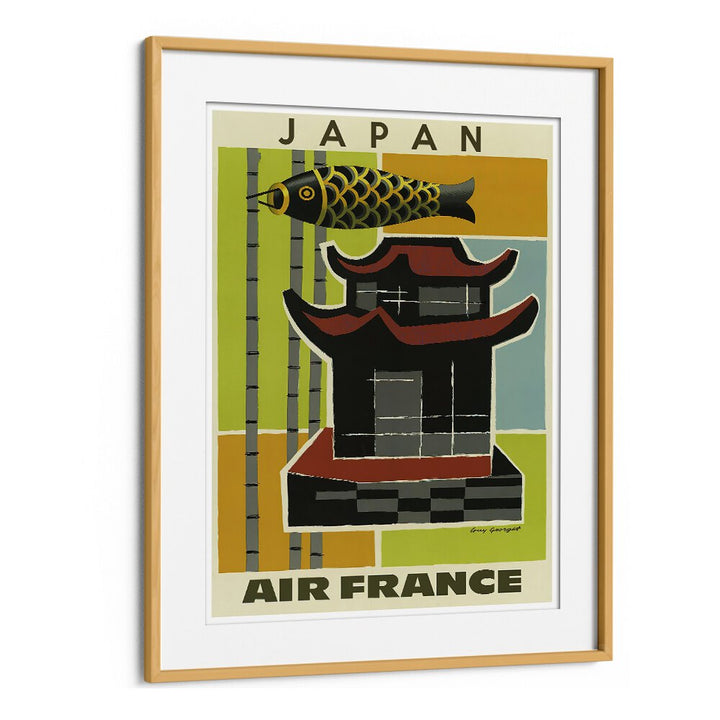 Colorful JAPAN III, VINTAGE TRAVEL POSTERS showcasing a traditional pagoda and koi fish, perfect for art lovers.