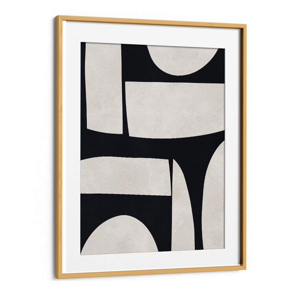 Stylish CURVED SHAPES II, GEOMETRIC ART PRINTS featuring elegant curves in a modern frame, enhancing any decor.