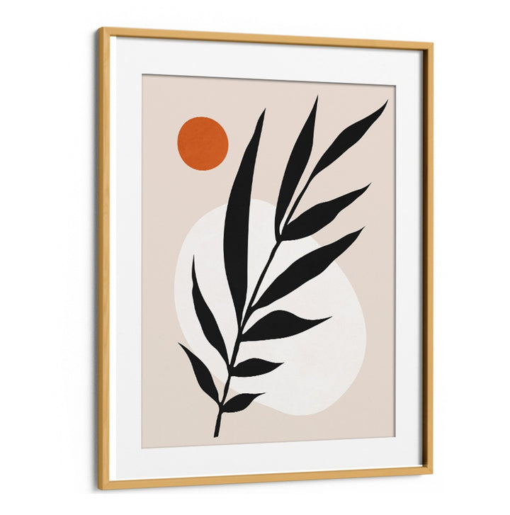 Stylish WATERCOLOR V, BOHO ART PAINTINGS featuring elegant black leaves and a warm sun for vibrant home decor.