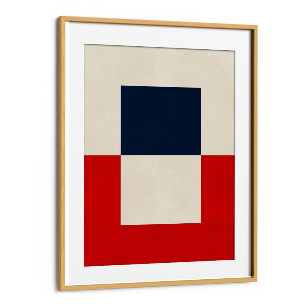 Modern framed OVERLAPPING VI, GEOMETRIC ART PRINTS featuring bold colors, ideal for stylish home decor.