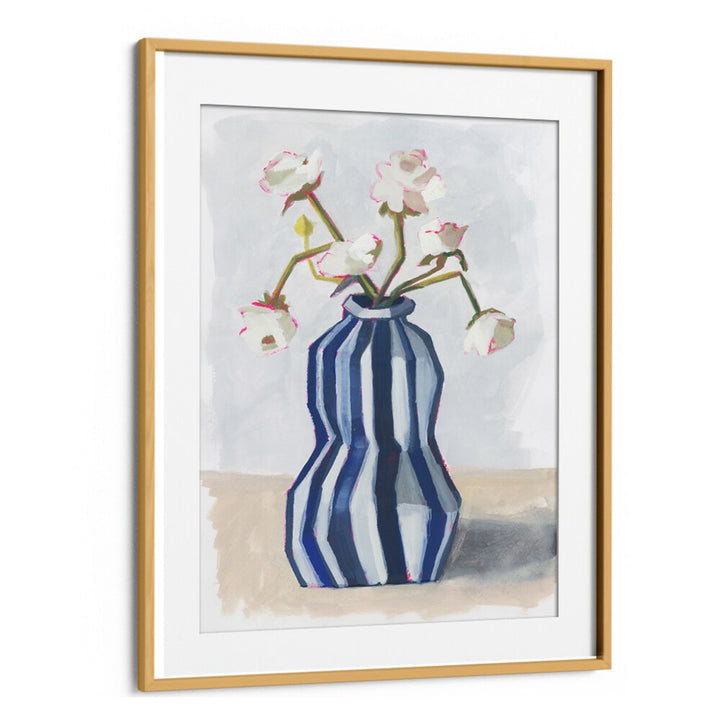 Elegant FLOWERS IN A STRIPED VASE II enhances home decor with its contemporary design and natural beauty.