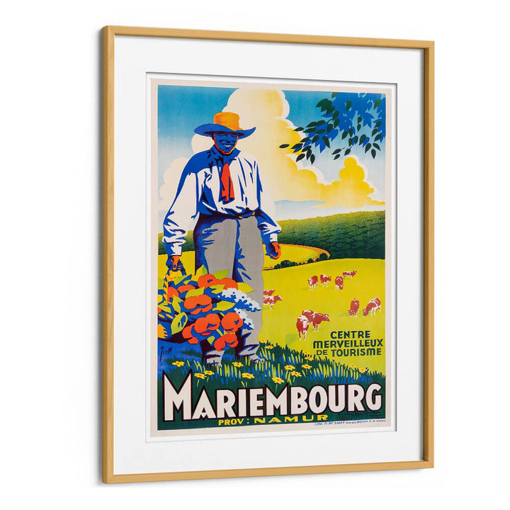 Bright Mariembourg vintage travel poster showcasing scenic beauty and charm, perfect for home decor. MARIEMBOURG, VINTAGE TRAVEL POSTERS.