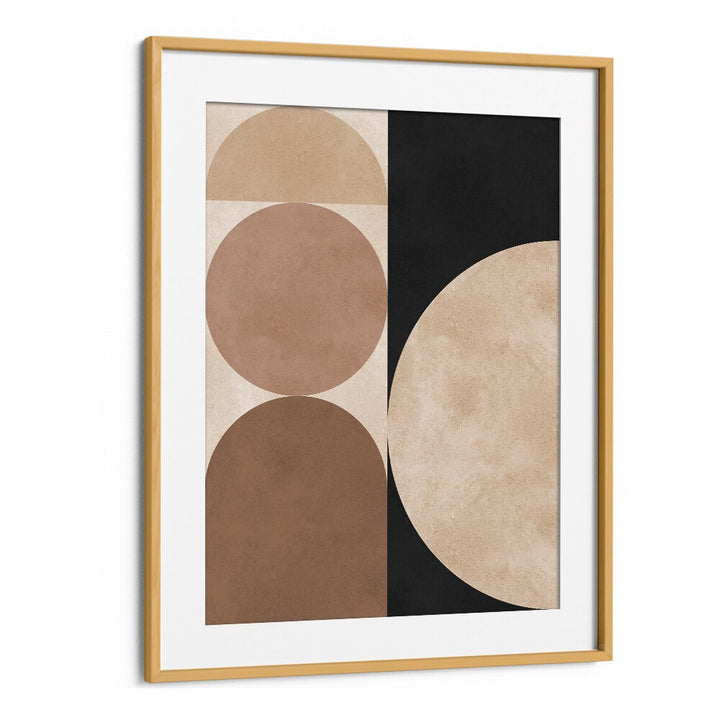 Elegant BROWN GEOMETRY V, GEOMETRIC ART PRINTS featuring abstract shapes in soft tones, perfect for modern decor.