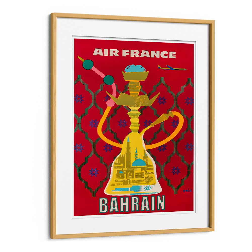 Colorful AIR FRANCE Vintage Travel Posters showcasing Bahrain's culture and elegance in air travel history.