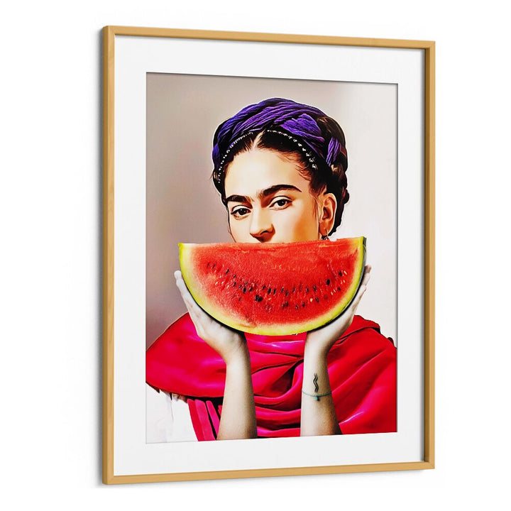 Vibrant WATERMELON FRIDA, ALTERED ART PRINTS by Dikhotomy celebrates Frida Kahlo with a playful twist.