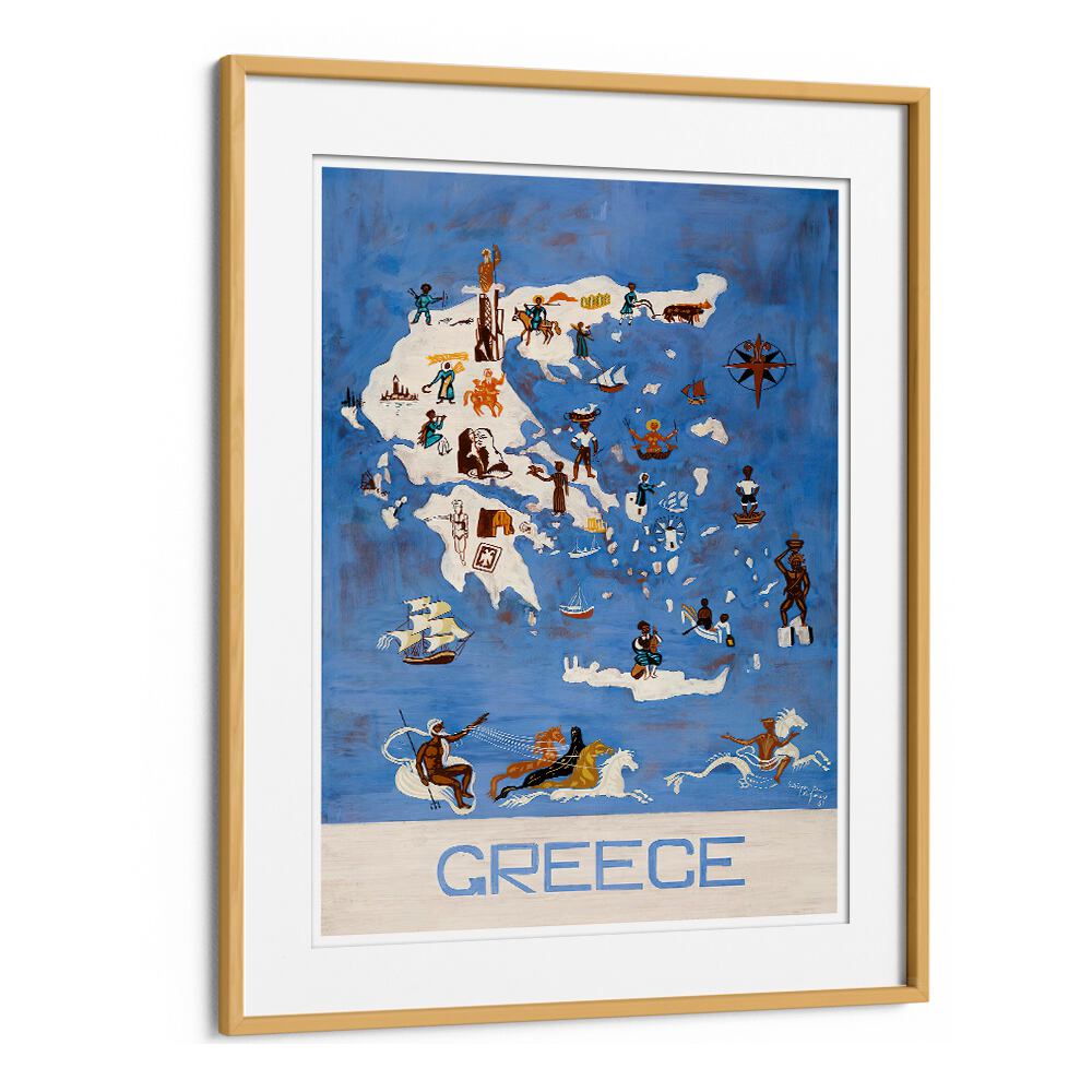 GREECE III, VINTAGE TRAVEL POSTERS showcase the charm of Greek islands in a stunning, artistic design.