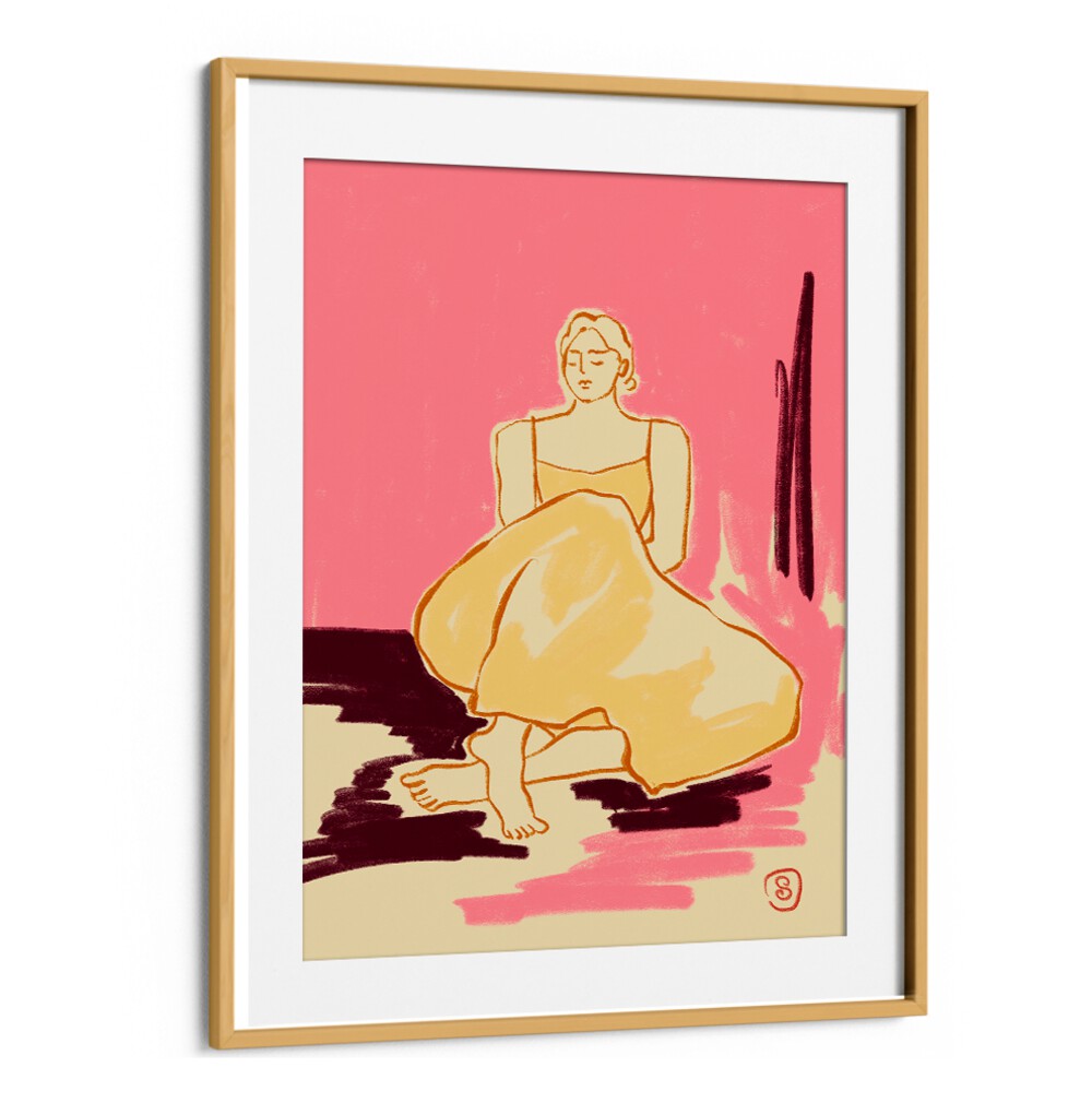 Vibrant PINK DREAM art print featuring a seated figure, perfect for adding energy to any space. Ideal for home decor.