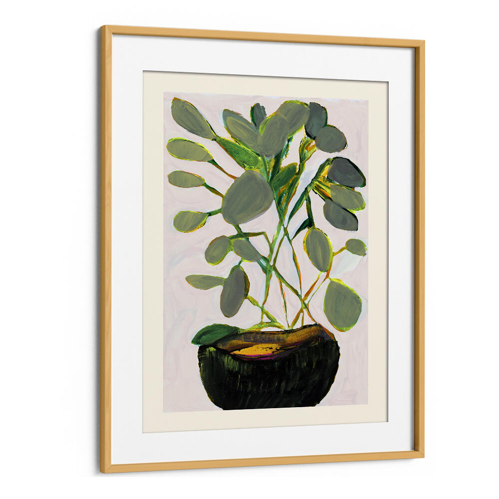 Transform your space with PLANT II, FLORAL FLOWER PAINTINGS featuring vibrant green leaves in an elegant frame.