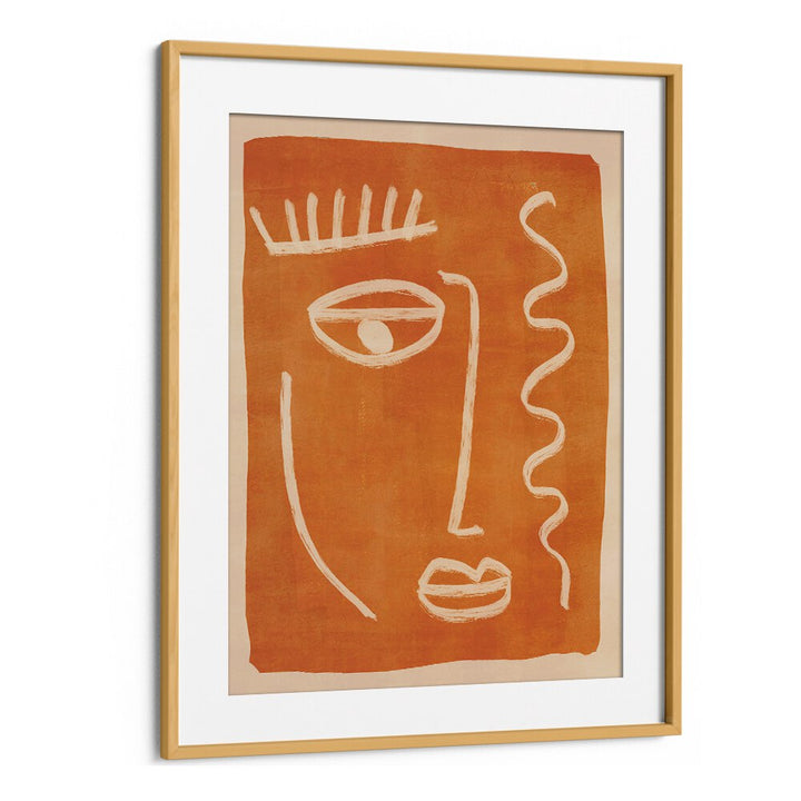 Abstract face portrait in warm tones, part of boho art paintings, perfect for adding charm to any space.