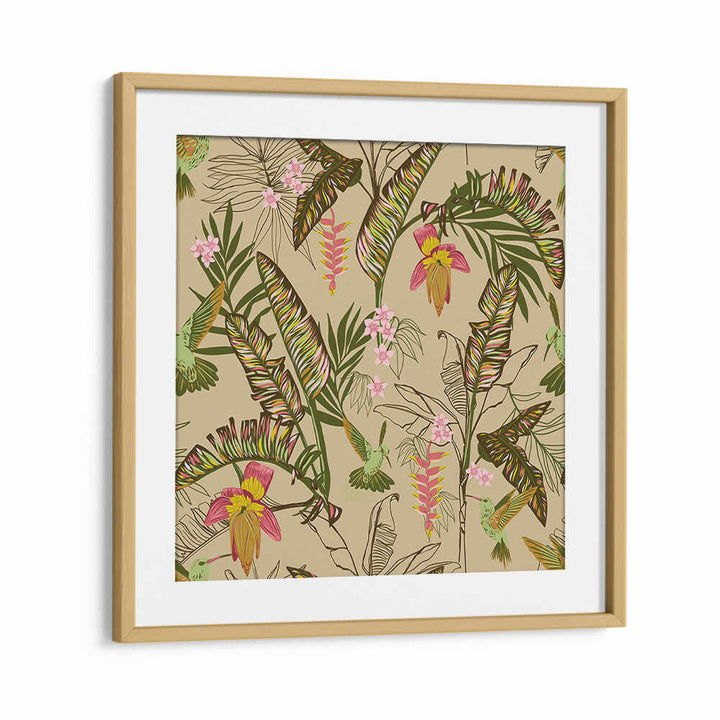 BANANA LEAVES AND HUMMINGBIRDS SAND , FLORAL FLOWER PAINTINGS