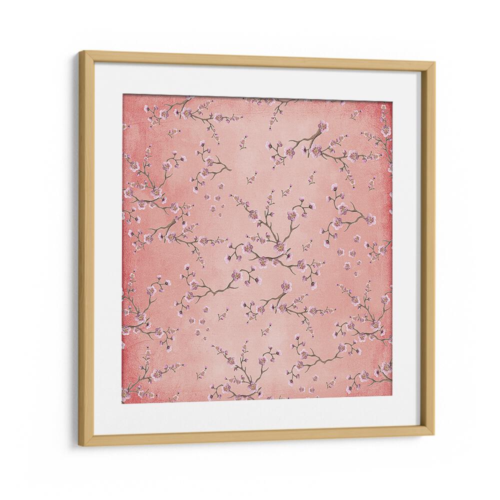 Delicate branches and blossoms on blush background in BLOSSOMS ON BLUSH, FLORAL FLOWER PAINTINGS collection.