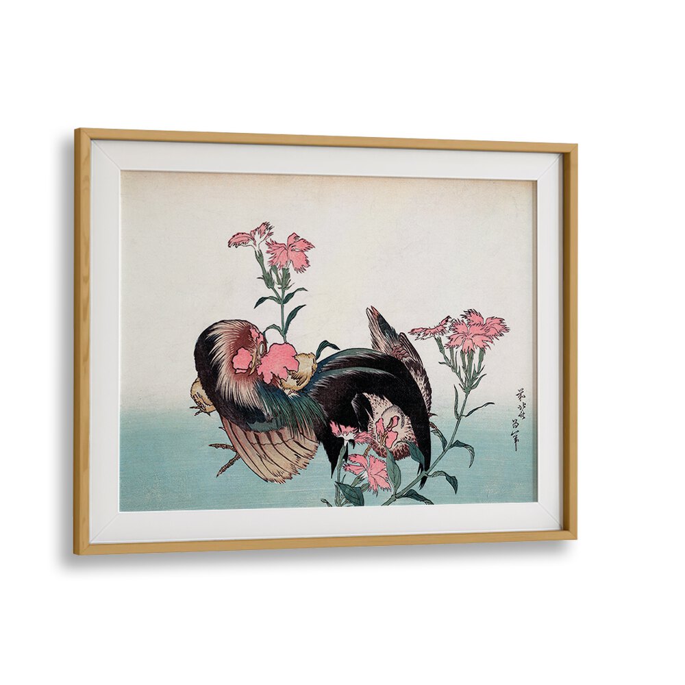 KATSUSHIKA HOKUSAI’S COCK AND FLOWER , VINTAGE PAINTINGS