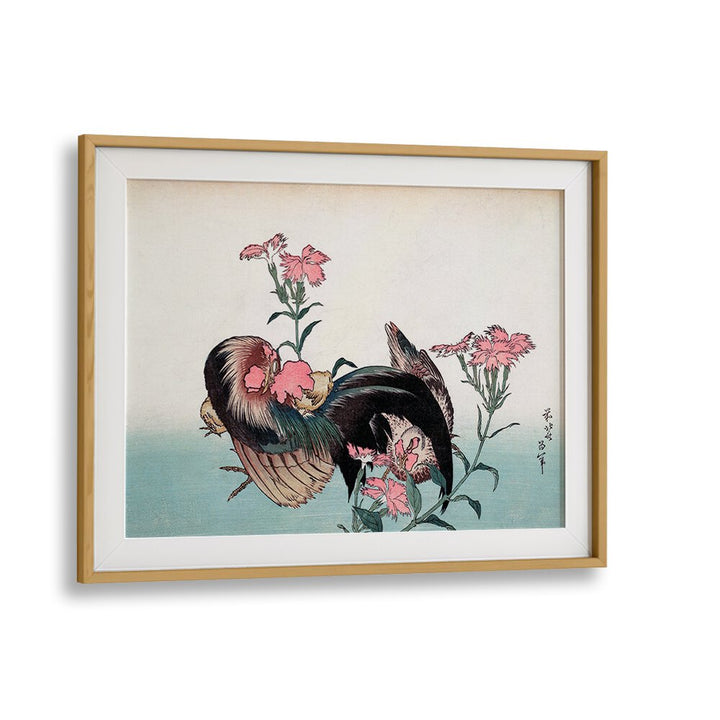 KATSUSHIKA HOKUSAI’S COCK AND FLOWER , VINTAGE PAINTINGS