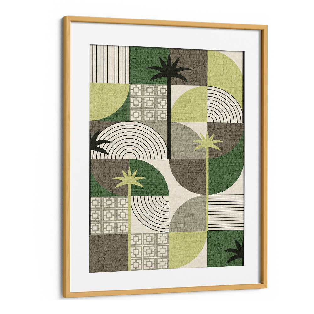 DESERT SHAPES AND PALMS GREEN , FLORAL FLOWER PAINTINGS