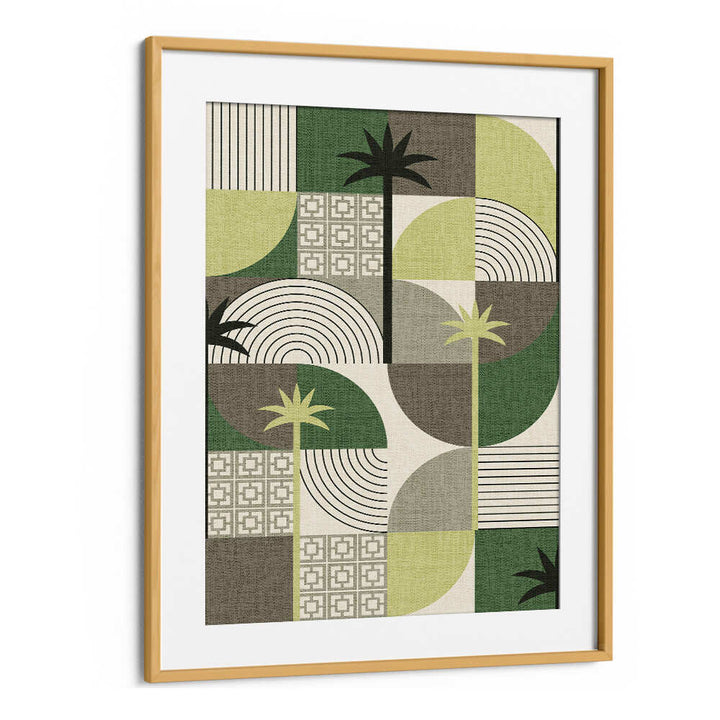 DESERT SHAPES AND PALMS GREEN , FLORAL FLOWER PAINTINGS