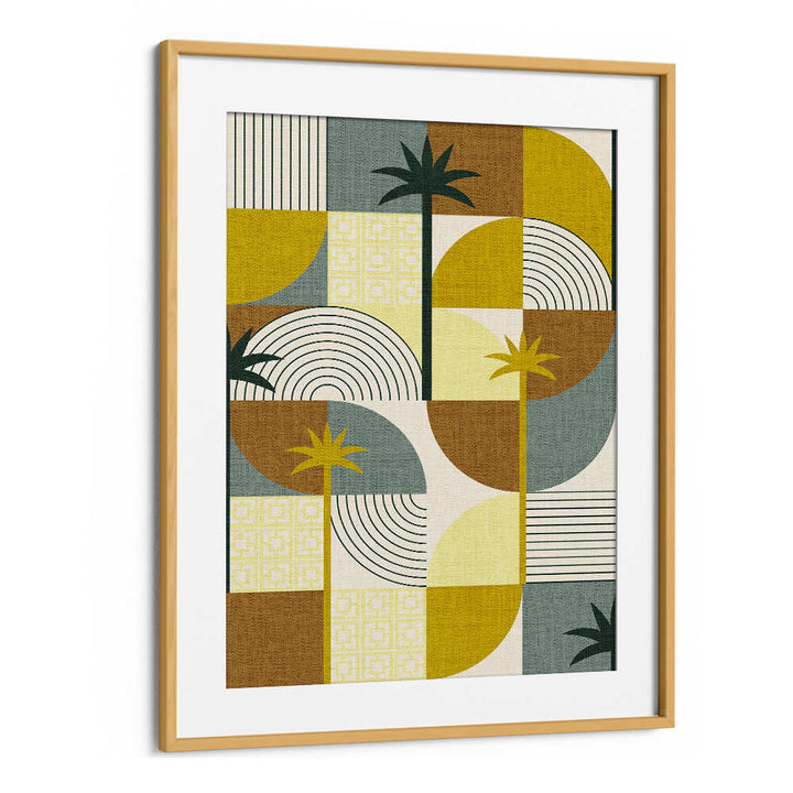 DESERT SHAPES ADN PALMS MUSTARD , BOHO ART PAINTINGS