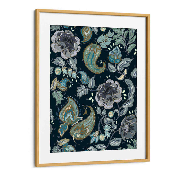 Decorate your space with MOONSHINE BLUE, PATTERN ART PRINTS, featuring elegant floral designs and rich colors.