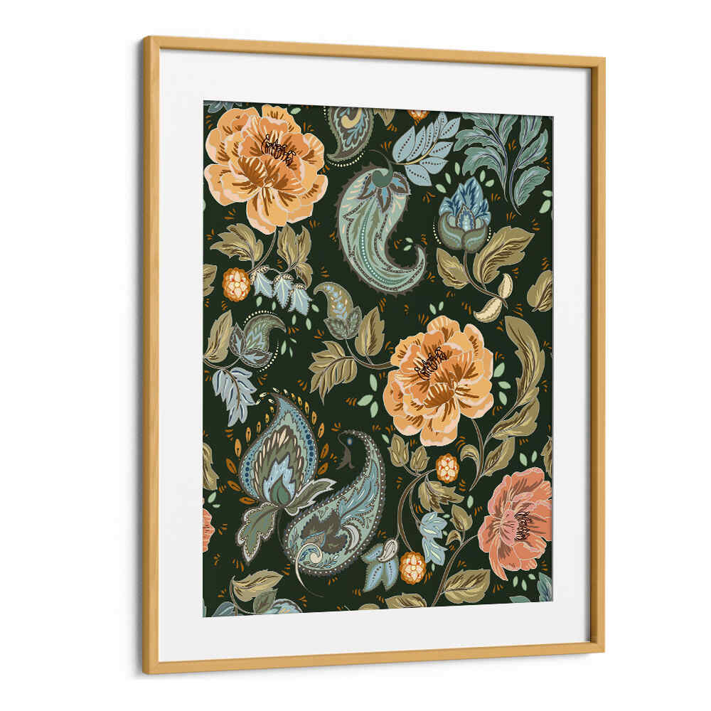 Elegant GOLDEN FOREST PATTERN II, PATTERN ART PRINTS, featuring floral designs in rich colors for stunning decor.