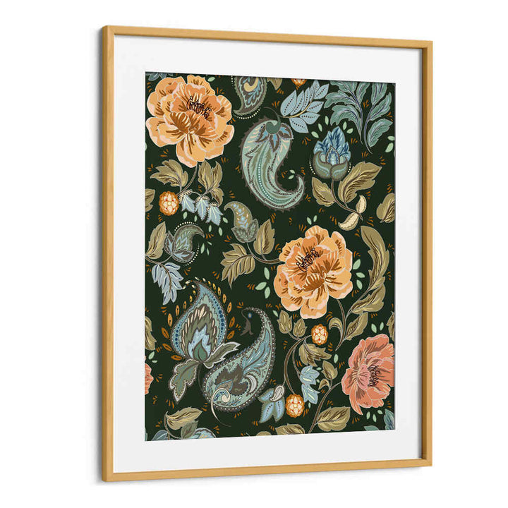 Elegant GOLDEN FOREST PATTERN II, PATTERN ART PRINTS, featuring floral designs in rich colors for stunning decor.