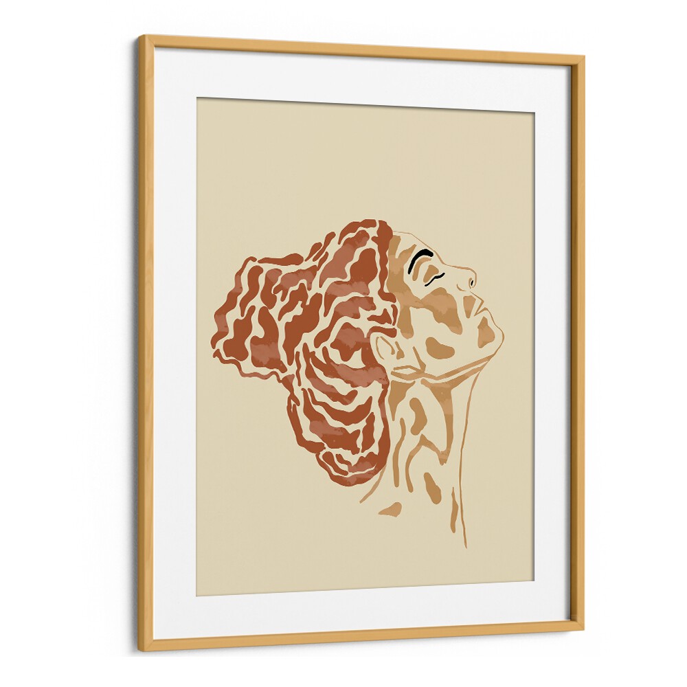 Elegant INNER PEACE, BOHO ART PAINTINGS featuring a serene woman's profile, perfect for tranquility in your space.