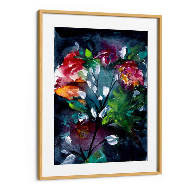 NIGHT GARDEN III , FLORAL FLOWER PAINTINGS