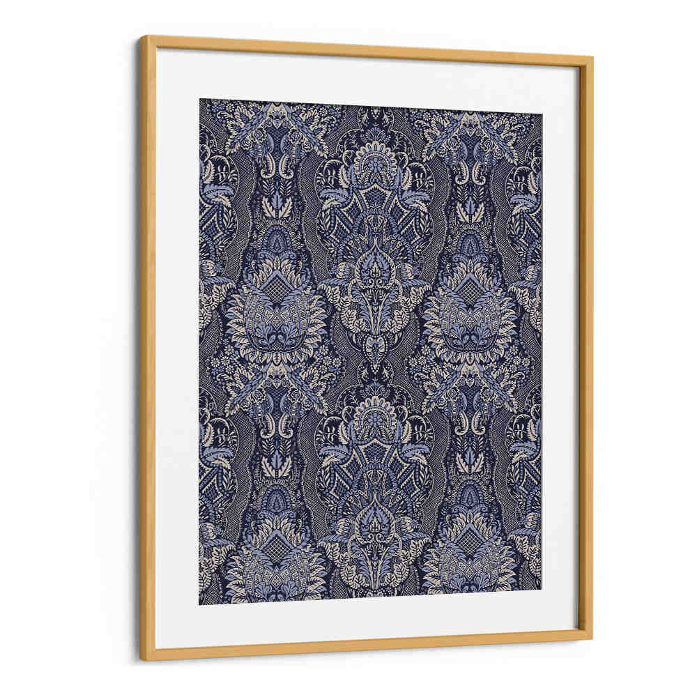 ORNATE FLORAL ELEGANCE MIDNIGHT BLUE , PATTERN ART PRINTS